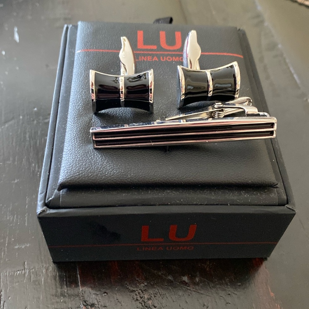 Linea Uomo Cufflinks and Tie Clip Set